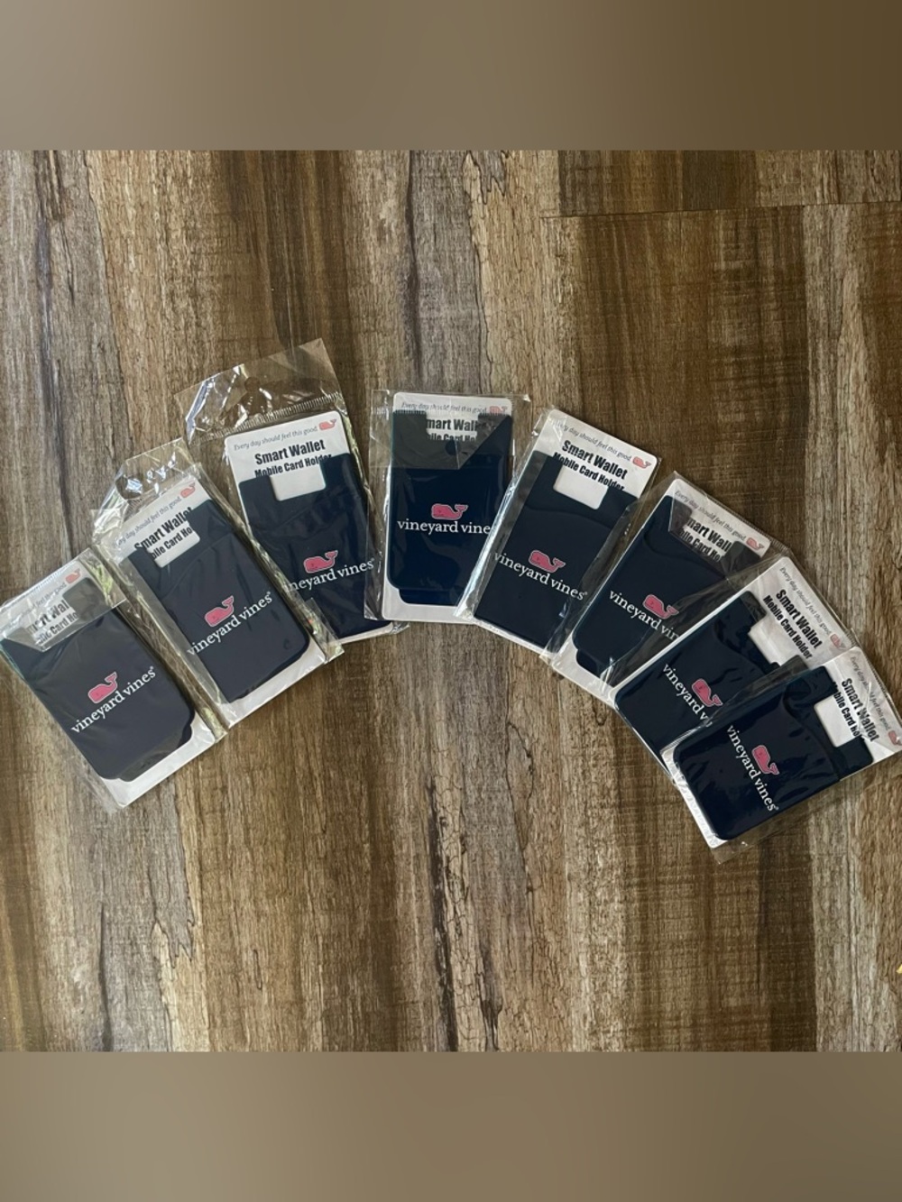 Vineyard Vines Navy Phone Card Wallet with Pink Whale Logo